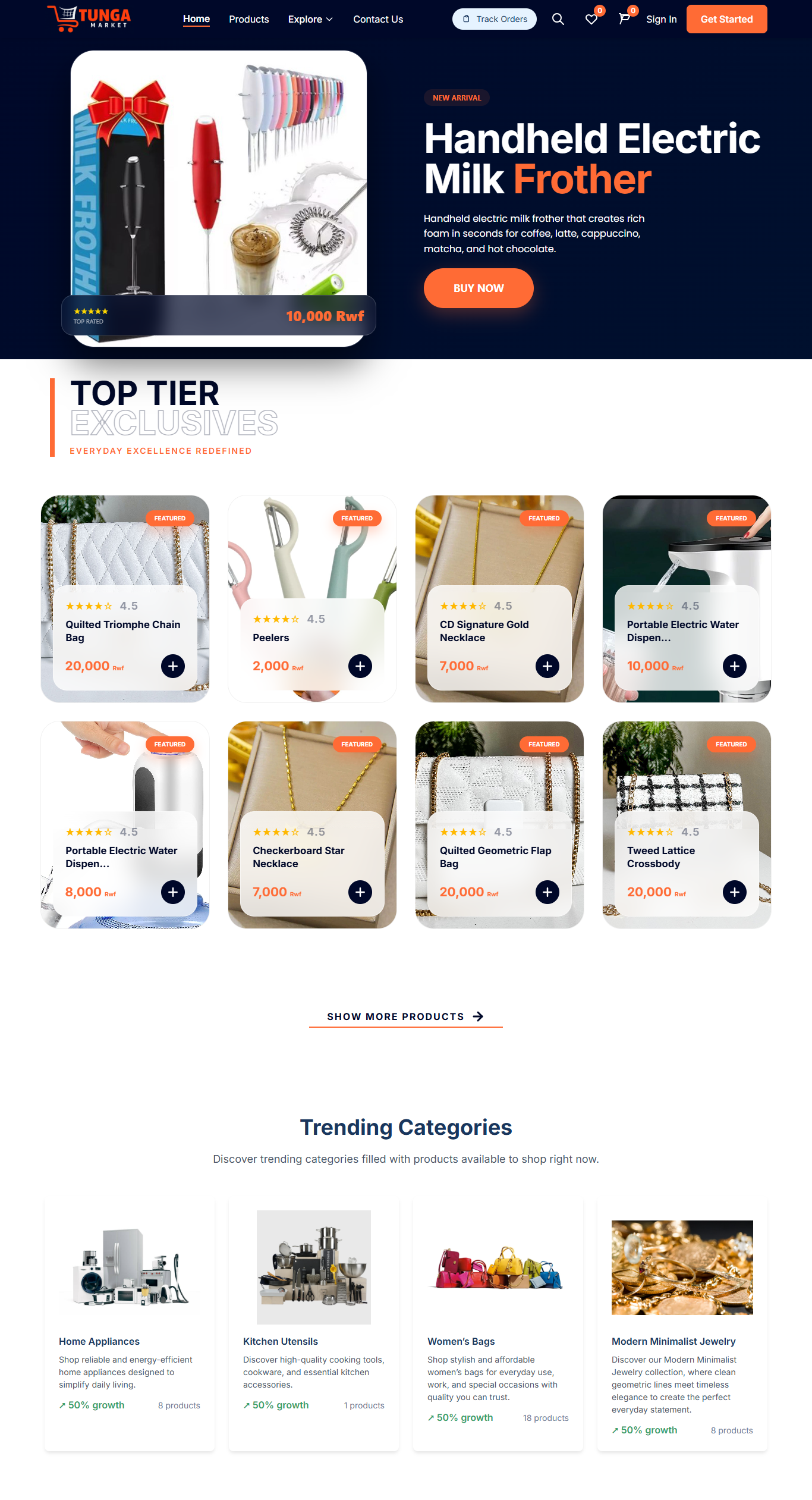 Screenshot of Tunga Market